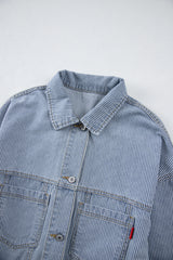 Light Blue Washed Oversized Pocketed Denim Jacket