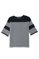 Black & White Striped Patchwork Oversized Tee