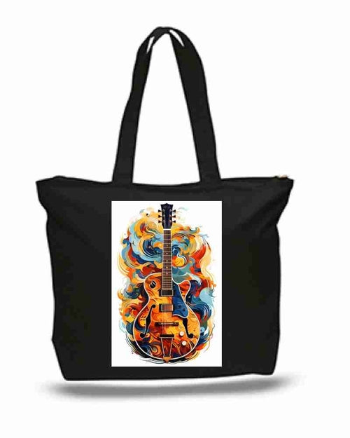 Music Guitar Art New Zipper Tote Bag