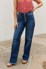 Judy Blue Pauline Full Size High Waisted Button Fly Wide Leg Jeans