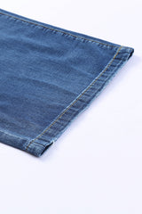 Dark Blue Slouchy Pocket Casual Wide Leg Jeans