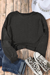 Black Casual Cording Drop Shoulder Puff Sleeve Blouse