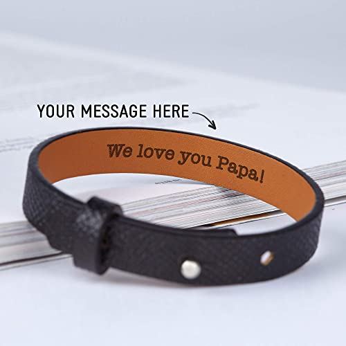 Leather Hidden Message Bracelet, Secret Message Bracelet for Him