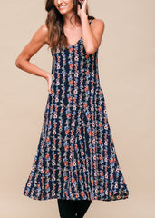 Floral V-Neck Sleeveless Maxi Dress