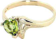 Galaxy Gold GG 14k Solid Gold Ring with Natural Heart-shaped Peridot - Size 7