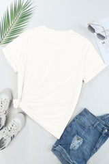 Red Solid Color Basic Crew Neck Plain Tee