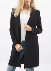 Women's Notch Lapel Longline Button Front Jacket