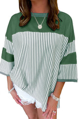 Black & White Striped Patchwork Oversized Tee