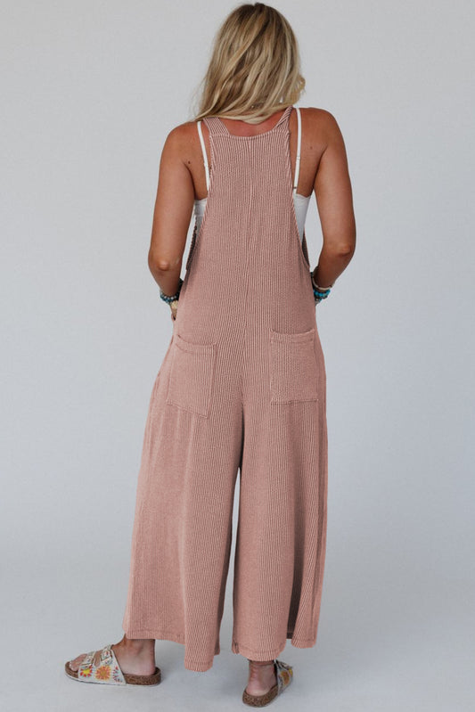 DUNE Corded Solid Adjustable Straps Wide Leg Loose Jumpsuit