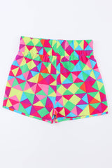 Pink Plaid Print High Waisted Athletic Shorts