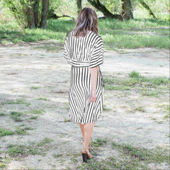 Striped Vee Neck Dress