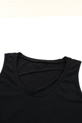 Black Strappy Hollow-out Neck Tank Top