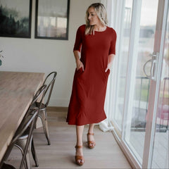 Mid Length Boxy Dress With Side Pockets