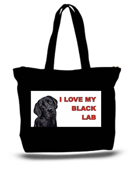 I Love My Black Lad Dog Large Tote Grocery & Stuff Bag