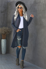 Blue Slouchy Pocketed Knit Longline Cardigan