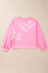 Pink Touch Down Rugby Plus Size Sweatshirt