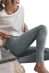 Dark Grey Vintage Wash Ribbed Leggings