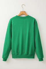 Smoke Green Solid Color Drop Shoulder Terry Sweatshirt