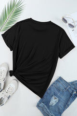 Red Solid Color Basic Crew Neck Plain Tee