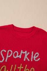 Racing Red Tinsel Sparkle All The Way Christmas Plus Size Sweater