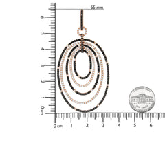 18K Rose Gold 5.00 Cttw Round Black and White Diamond Graduated Hoop