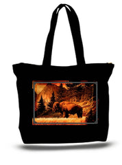 Bison Buffalo Old The Old West Tote Grocery & Stuff Bag