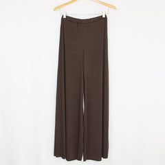 Elastic Waist Wide Leg Pants Brown