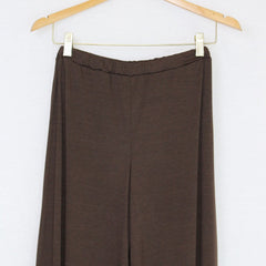 Elastic Waist Wide Leg Pants Brown