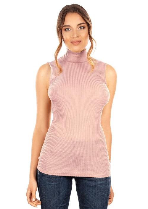 EGI Exclusive Collections Merino Wool Blend Mock Neck Sleeveless Top.