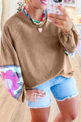 DUNE Flower Patchwork Exposed Seam Raglan Sleeve Top