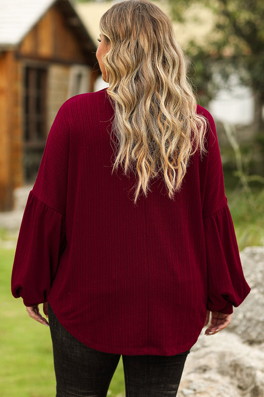 Ruby Plus Size Balloon Sleeve Textured Knit Top