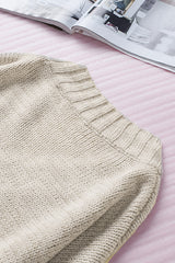 White V Neck Drop Shoulder Knitted Sweater