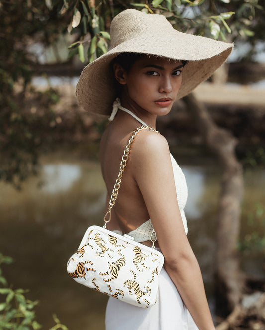 Sumatran Tiger Clutch, in Ivory White