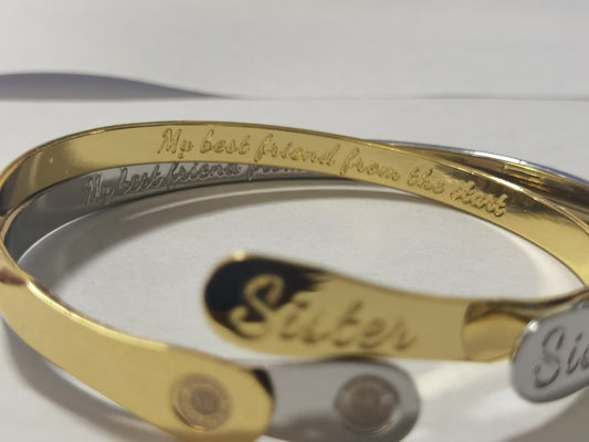 Sister Bracelets,  Engraved Bracelets My best friend from the start