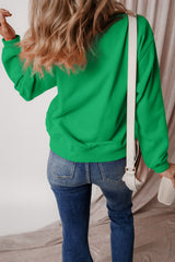 Smoke Green Solid Color Drop Shoulder Terry Sweatshirt