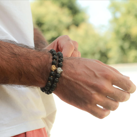 Bracelet en Pierres de Lave "Force & Vigueur du Lion"