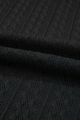 Black Textured Knit Side Pockets Open Front Cardigan