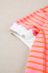 Pink Stripe Colorblock Drop Sleeve Oversized T Shirt