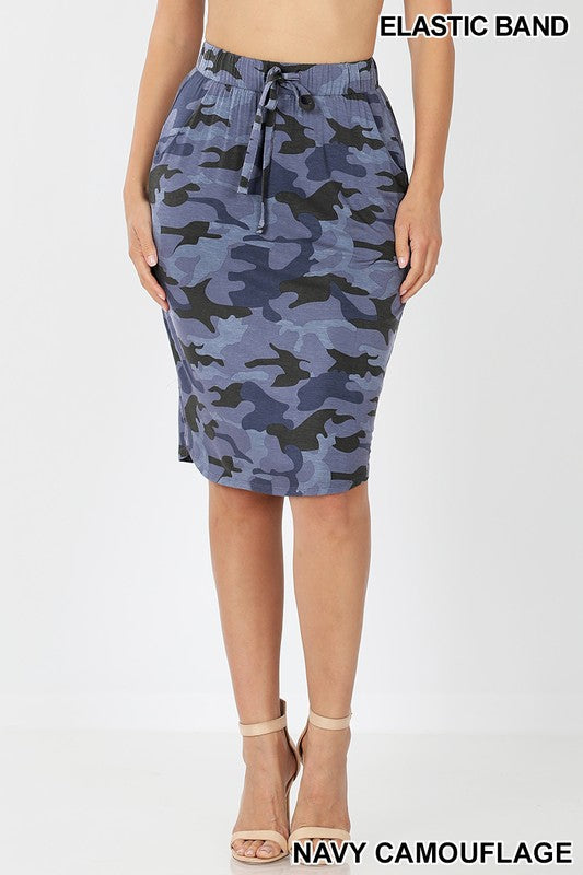 Camouflage Self Tie Tulip Hem Skirt