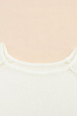 White Plain Raglan Sleeve Casual Pullover Sweater