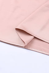 Pink Elegant Keyhole Long Sleeve Satin Blouse