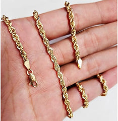 Galaxy Gold GG 14K SOLID GOLD DIAMOND CUT ROPE MENS CHAIN 4MM THICK 18 inch length