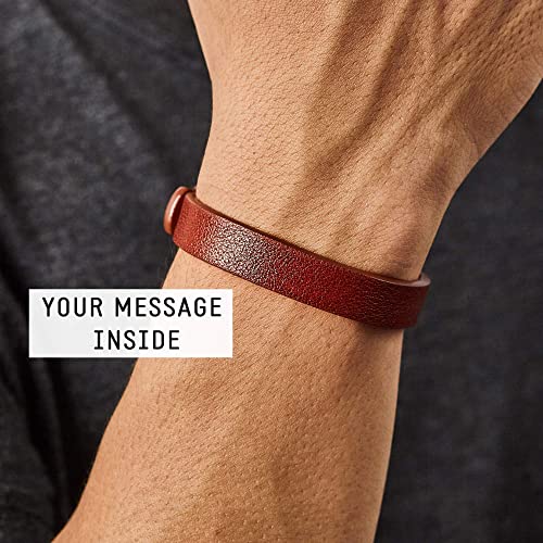 Leather Hidden Message Bracelet, Secret Message Bracelet for Him