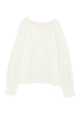 White Plain Raglan Sleeve Casual Pullover Sweater