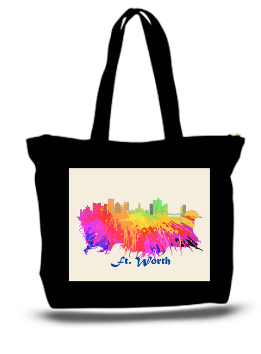 City Of Ft. Worth  Skyline  Tote New Zipper Bag