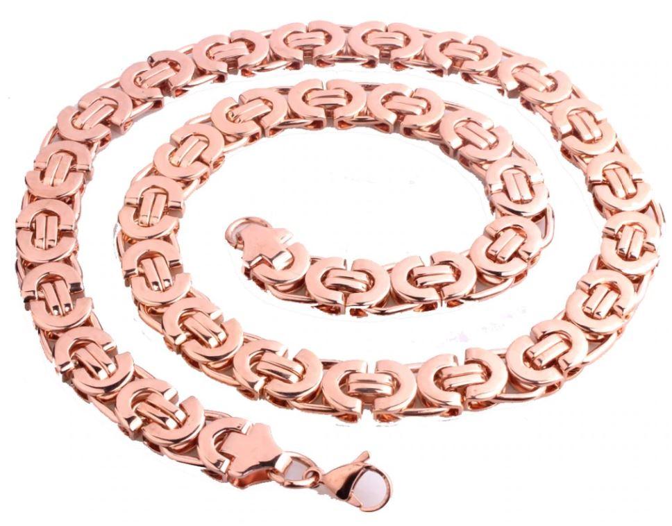 9 MM 24" Rose Gold Plated Flat Byzentine Solid