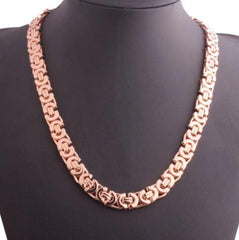 9 MM 24" Rose Gold Plated Flat Byzentine Solid