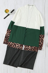 Colorblock Leopard Print Patchwork Knit Cardigan