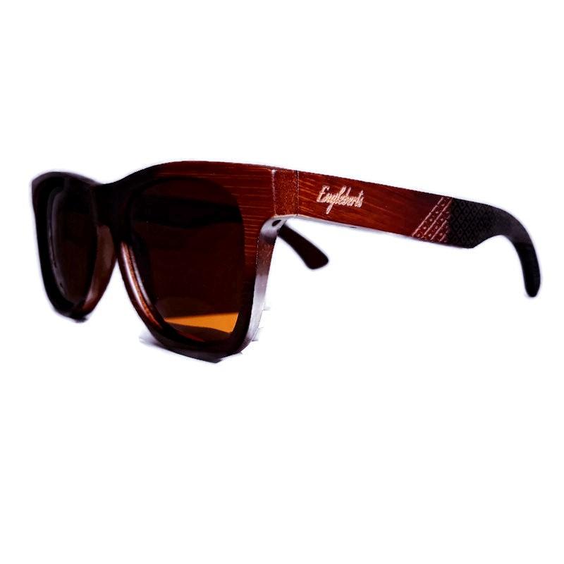 Crimson Wooden Sunglasses, Tea Colored Polarized Lenses