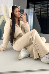 Parchment Plain Hoodie and High Waist Two Piece Pants Set